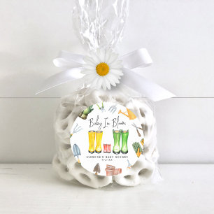 Baby in bloei rode regenlaarzen tuinieren Baby sho Ronde Sticker