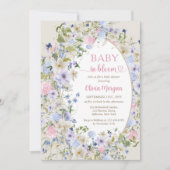 Baby in bloei roze blauw paarse Wildflower boog Kaart (Voorkant)