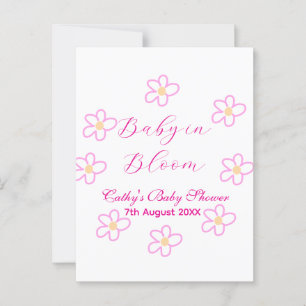 Baby in bloei roze bloem baby shower eenvoudige el briefkaart