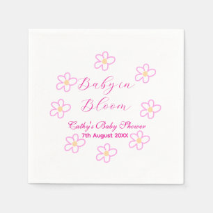 Baby in bloei roze bloem baby shower eenvoudige el servet