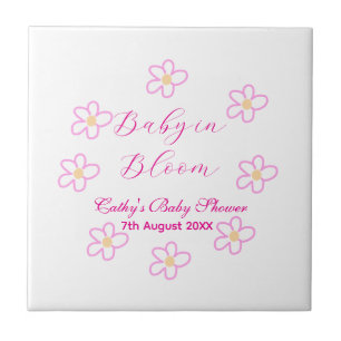 Baby in bloei roze bloem baby shower eenvoudige el tegeltje