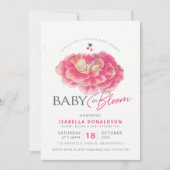 Baby in bloei roze bloem baby shower uitnodigingen (Voorkant)