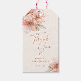 Baby in bloei roze bloemen Baby shower dank u Cadeaulabel