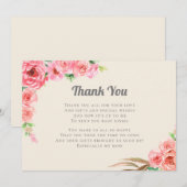 Baby in bloei roze bloemen Baby shower dank u Kaart (Voorkant / Achterkant)