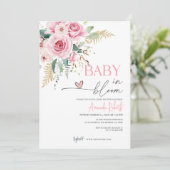 Baby in bloei roze bloemen Baby shower Kaart (Staand voorkant)