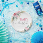 Baby in bloei roze bloemen Baby shower papier Bord (Feest)