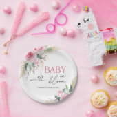 Baby in bloei roze bloemen Baby shower papier Bord (Feest)