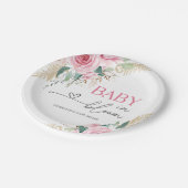 Baby in bloei roze bloemen Baby shower papier Bord (Gekanteld)