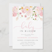 Baby in bloei roze bloemen Baby shower uitnodiging (Voorkant)