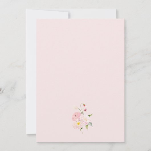 Baby in bloei roze bloemen Baby shower uitnodiging (Achterkant)