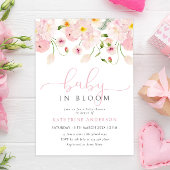 Baby in bloei roze bloemen Baby shower uitnodiging