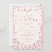 Baby in bloei roze bloemen chinoiserie baby shower kaart (Voorkant)
