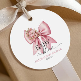 Baby in bloei roze bloemenboog Baby shower Bedankjes Labels