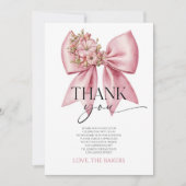 Baby in bloei roze bloemenboog Baby shower Bedankkaart (Voorkant)