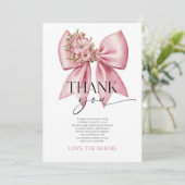 Baby in bloei roze bloemenboog Baby shower Bedankkaart (Staand voorkant)