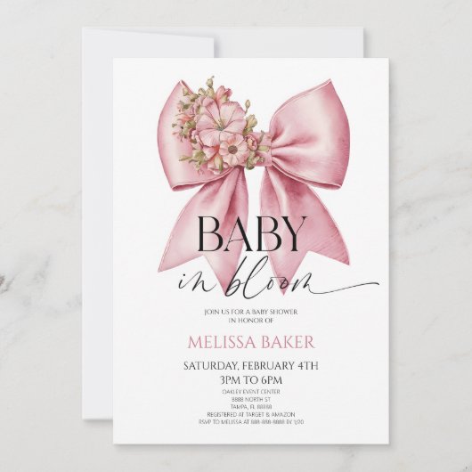 Baby in bloei roze bloemenboog Baby shower Kaart (Voorkant)