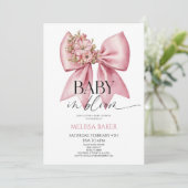 Baby in bloei roze bloemenboog Baby shower Kaart (Staand voorkant)