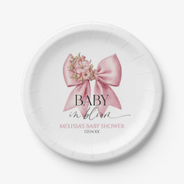 Baby in bloei roze bloemenboog Baby shower Papieren Bordje