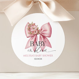 Baby in bloei roze bloemenboog Baby shower Ronde Sticker