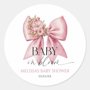 Baby in bloei roze bloemenboog Baby shower Ronde Sticker