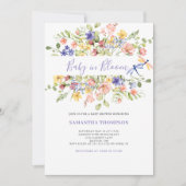 Baby in bloei roze bloemendouche uitnodiging (Voorkant)