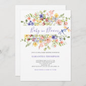 Baby in bloei roze bloemendouche uitnodiging (Voorkant / Achterkant)