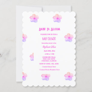 Baby in bloei roze bloemenpetunia Baby shower meis Kaart