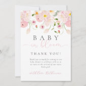 Baby in bloei roze bloemig Baby shower Bedankkaart (Voorkant)