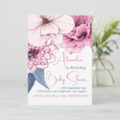 Baby in bloei roze bloemig Baby shower Kaart (Staand voorkant)