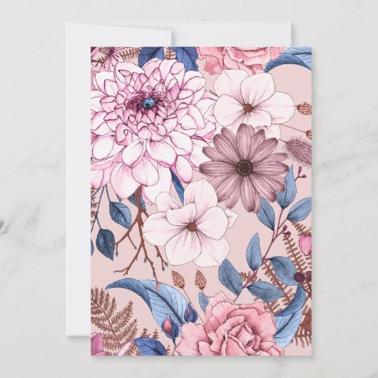 Baby in bloei roze bloemig Baby shower Kaart (Achterkant)