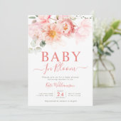 baby in bloei roze bloemig baby shower kaart (Staand voorkant)