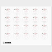 baby in bloei roze bloemig baby shower ronde sticker (Vel)