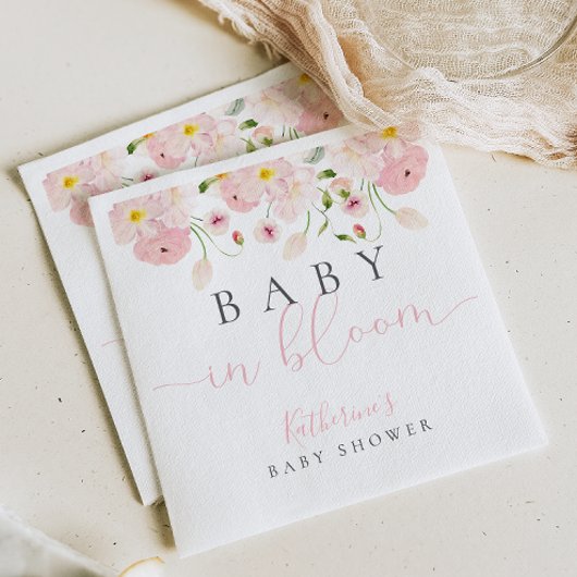 Baby in bloei roze bloemig Baby shower Servet