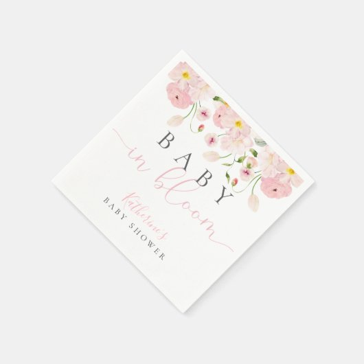 Baby in bloei roze bloemig Baby shower Servet (Hoek)