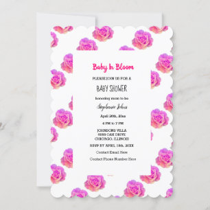 Baby in bloei roze bloemige Rozen Baby shower meis Kaart