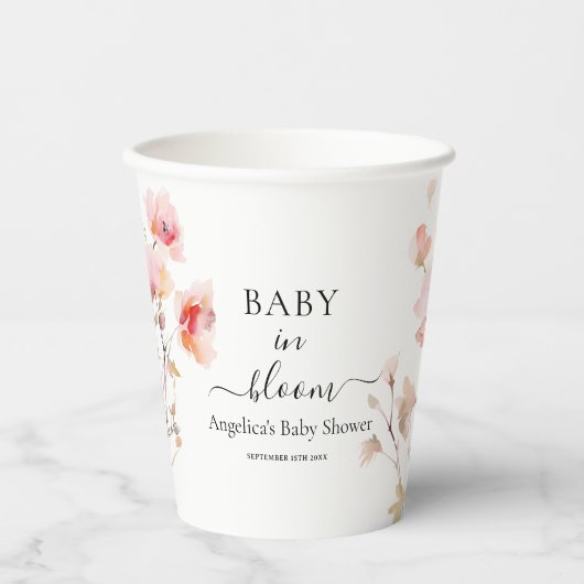 BABY IN BLOEI ROZE BLOS WATERVERF WEIDEBLOEMEN PAPIEREN BEKERS (Voorkant)