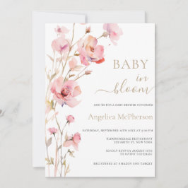 BABY IN BLOEI ROZE BLUSH GOUDEN CHAMPAGNE FLORAL KAART