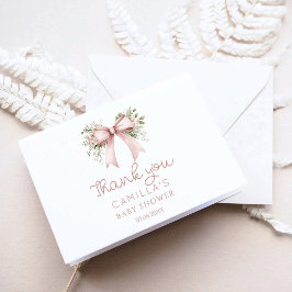 Baby in bloei roze boog Baby shower Bedankkaart
