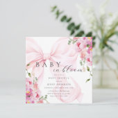 Baby in bloei roze boog Baby shower uitnodiging (Staand voorkant)