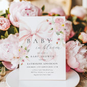 Baby in bloei roze boog Baby shower uitnodiging