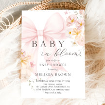 Baby in bloei roze boog Baby shower uitnodiging