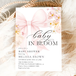 Baby in bloei roze boog Baby shower uitnodiging