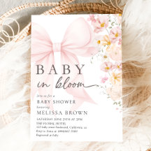 Baby in bloei roze boog Baby shower uitnodiging