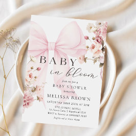 Baby in bloei roze boog Baby shower uitnodiging