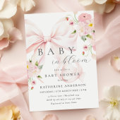 Baby in bloei roze boog Baby shower uitnodiging