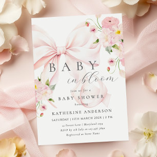 Baby in bloei roze boog Baby shower uitnodiging