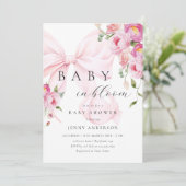 Baby in bloei roze boog Baby shower uitnodiging (Staand voorkant)