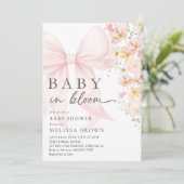 Baby in bloei roze boog Baby shower uitnodiging (Staand voorkant)