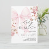 Baby in bloei roze boog Baby shower uitnodiging (Staand voorkant)