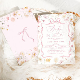 Baby in bloei Roze Bow lint lijst baby shower Kaart